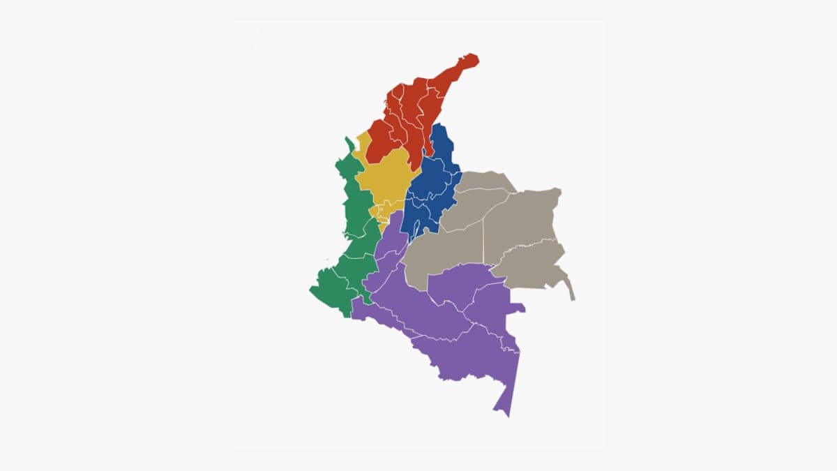 Mapa de las regiones electorales de Colombia