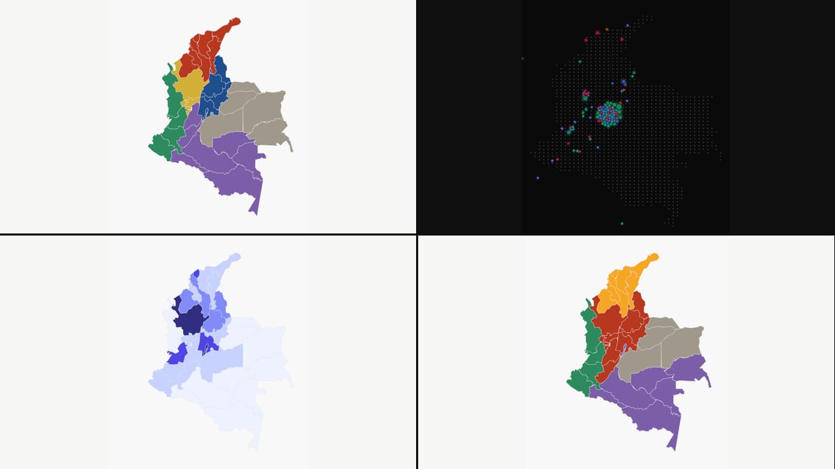 Cuatro mapas electorales de Colombia hechos con IA y datos de la Registraduría