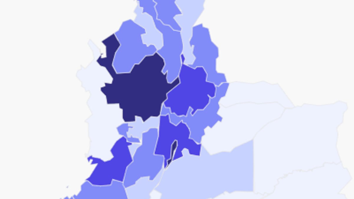 Mapa de votos indecisos absolutos por departamento — detalle de la región Andina