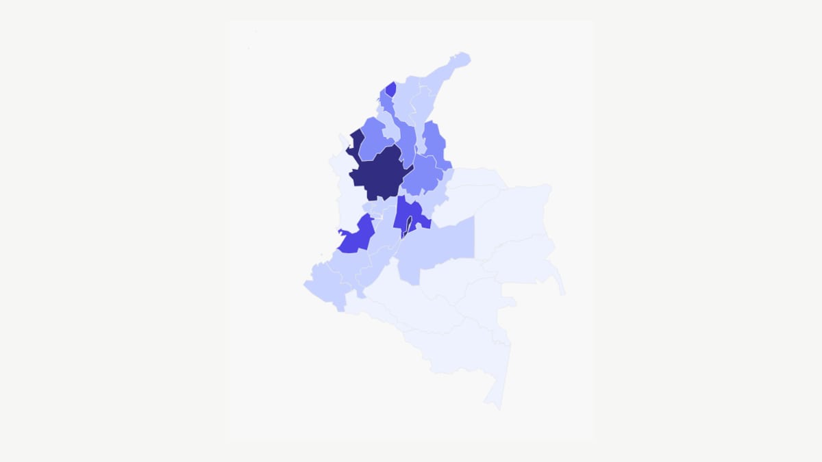 Mapa del peso del censo electoral por departamento